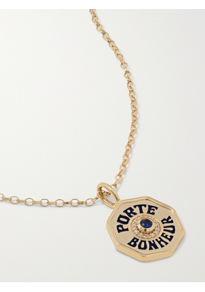Marlo Laz - Mini Porte Bonheur 14-karat Gold, Enamel, Sapphire And Diamond Necklace - One size