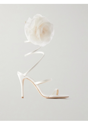Magda Butrym - Spiral Appliquéd Satin Sandals - Cream - IT35,IT36,IT37,IT37.5,IT38,IT38.5,IT39,IT39.5,IT40,IT41,IT41.5