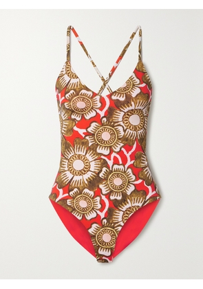 MARA HOFFMAN - Emma Floral-print Swimsuit - Red - x small,small,medium,large,x large