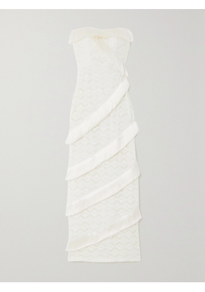 PATBO - Strapless Fringed Crocheted Maxi Dress - Ivory - US0,US2,US4,US6,US8,US10,US12