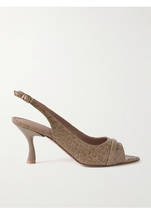 MALONE SOULIERS - Jude 70 Croc-effect Patent-leather Slingback Sandals - Neutrals - IT36,IT36.5,IT37,IT37.5,IT38,IT38.5,IT39,IT39.5,IT40,IT40.5,IT41,IT41.5,IT42