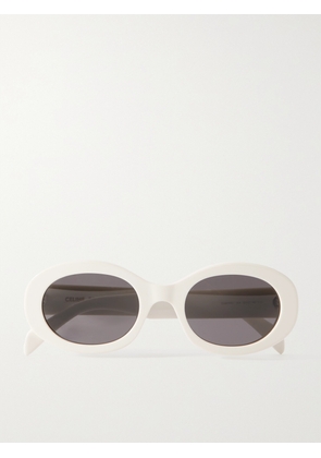 CELINE Eyewear - Triomphe Oval-frame Acetate Sunglasses - White - One size