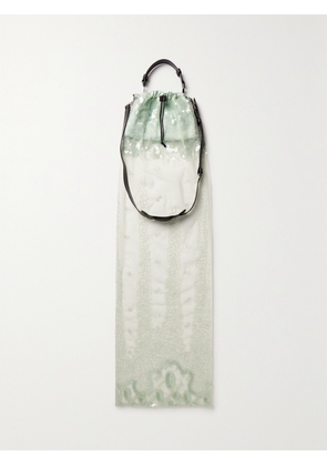 16ARLINGTON - Agatha Leather, Satin And Embellished Tulle Shoulder Bag - Green - One size