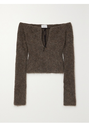 16ARLINGTON - Solare Tie-front Alpaca-blend Top - Brown - x small,small,medium,large