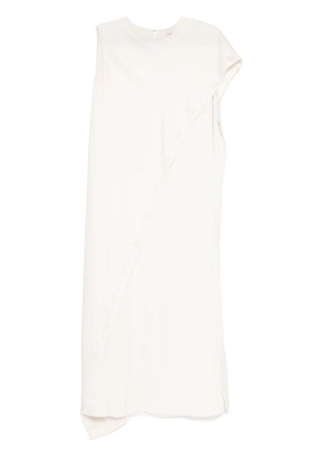 SHATHA ESSA embellished asymmetric shawl drape dress - White