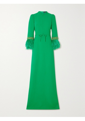 ANDREW GN - Embellished Feather-trimmed Cady Gown - Green - FR34,FR36,FR38,FR40,FR42,FR44,FR46,FR48,FR50