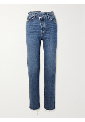 AGOLDE - Criss Cross Frayed High-rise Straight-leg Organic Jeans - Blue - 23,24,25,26,27,28,29,30,31,32