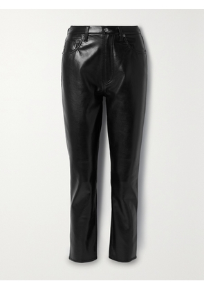 AGOLDE - Riley Long Recycled Leather-blend Straight-leg Pants - Black - 23,24,25,26,27,28,29,30,31,32