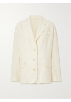 Acne Studios - Frayed Cotton And Linen-blend Blazer - Off-white - EU 32,EU 34,EU 36,EU 38,EU 40,EU 42