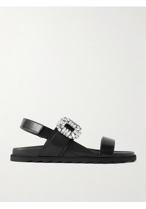 Roger Vivier - Slidy Viv Crystal-embellished Leather Slingback Sandals - Black - IT34,IT35,IT36,IT37,IT38,IT39,IT40,IT41,IT42
