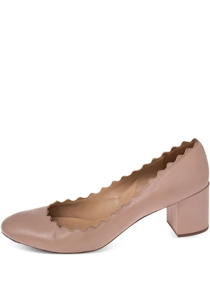 Chloé Pre-Owned 65mm scallop-trim leather pumps - Neutrals