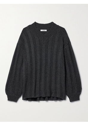 INTERIOR - The Drew Oversized Ribbed Cashmere Sweater - Gray - x small,small,medium,large,x large
