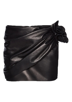 Magda Butrym floral-appliqué leather mini skirt - Black