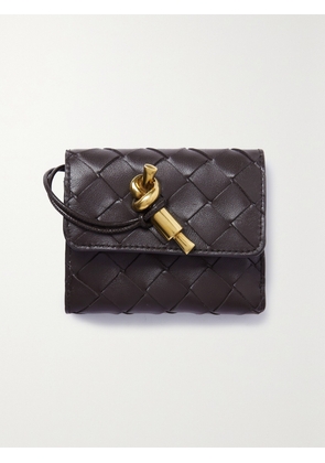Bottega Veneta - Andiamo Embellished Intrecciato Leather Cardholder - Brown - One size