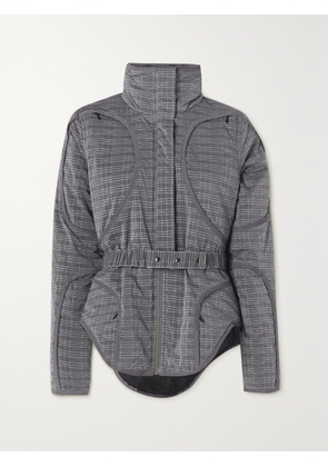 MCQ ALEXANDER MCQUEEN - Long Now Padded Matelassé Checked Shell Jacket - Gray - xx small,x small,small,medium,large,x large