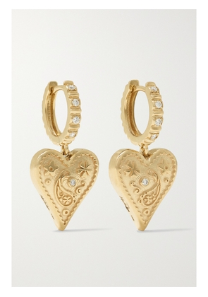 Marlo Laz - Small Southwestern Heart 14-karat Gold Diamond Earrings - One size