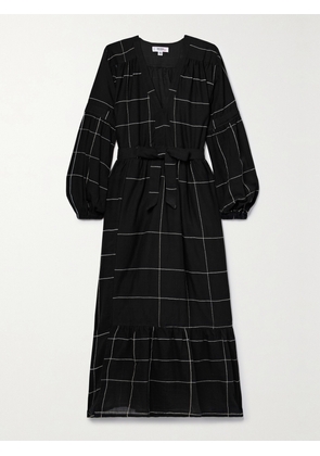 lemlem - + Net Sustain Elsabet Belted Checked Cotton-blend Dress - Black - x small,small,medium,large