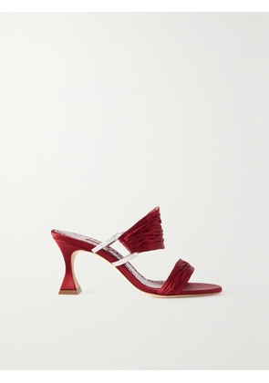 Manolo Blahnik - Chinap 70 Crystal-embellished Gathered Satin Mules - IT36,IT36.5,IT37,IT37.5,IT38,IT38.5,IT39,IT39.5,IT40,IT40.5,IT41,IT42,IT43