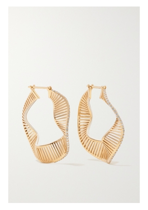 L’Atelier Nawbar - Twisted Waves 18-karat Gold, Enamel And Diamond Hoop Earrings - One size