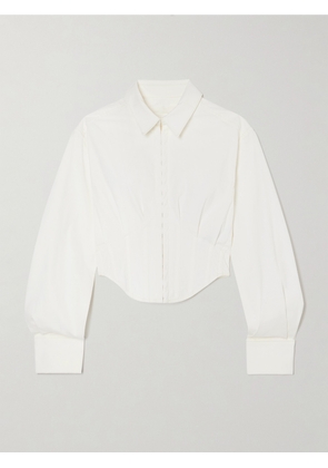 DION LEE - Cropped Cotton-blend Poplin Shirt - White - UK 4,UK 6,UK 8,UK 10,UK 12,UK 14