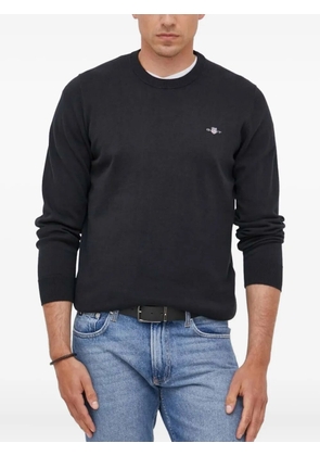 Gant logo-embroidered crew-neck sweater - Black