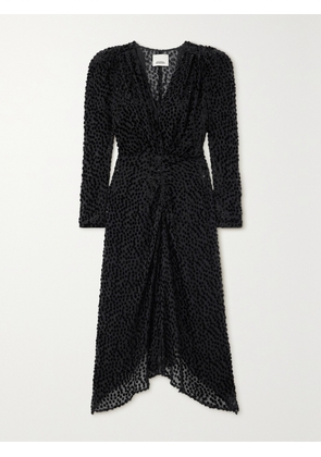 MARANT ÉTOILE - Maray Metallic Flocked Chiffon Midi Dress - Black - FR 34,FR 36,FR 38,FR 40,FR 42,FR 44