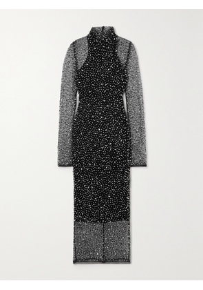 MARANT ÉTOILE - Embellished Stretch-tulle Midi Dress - Silver - 01,2