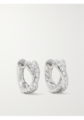 David Yurman - Crossover 18-karat White Gold Diamond Hoop Earrings - Silver - One size