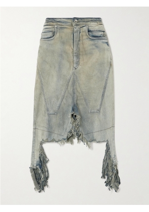 Rick Owens - Distressed Denim Midi Skirt - Blue - 26,27,28,29,30