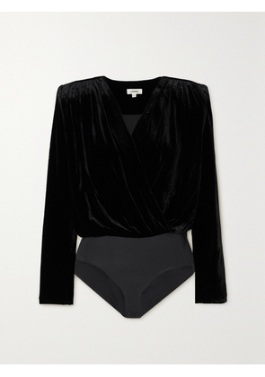 L'AGENCE - Kallie Velvet And Stretch-jersey Bodysuit - Black - x small,small,medium,large,x large