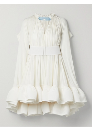 Lanvin - Cape-effect Tie-detailed Crepe Mini Dress - Ivory - FR 34,FR 36,FR 38,FR 40,FR 42,FR 44,FR 46