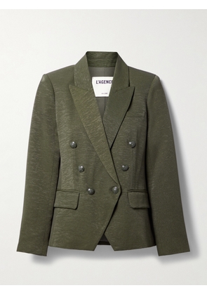 L'AGENCE - Kenzie Double-breasted Faille Blazer - Green - US0,US2,US4,US6,US8,US10,US12