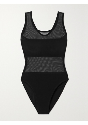 Norma Kamali - Mio Stretch-mesh-paneled Swimsuit - Black - xx small,x small,small,medium,large,x large