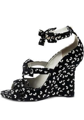 Louis Vuitton Pre-Owned 110mm bow-embellished wedge sandals - Black