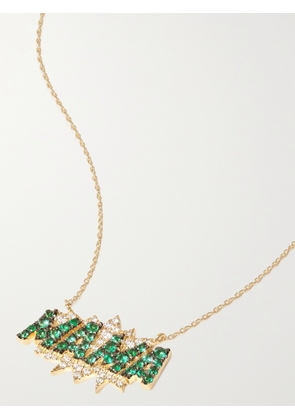 Diane Kordas - Mama 18-karat Gold, Emerald And Diamond Necklace - Green - One size