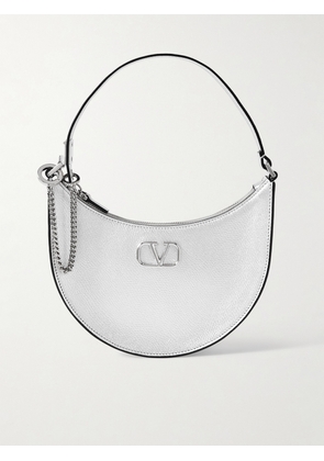 Valentino Garavani - Vlogo Mini Metallic Textured-leather Shoulder Bag - Silver - One size