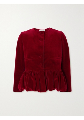 LIBEROWE - + Net Sustain Velvet Peplum Jacket - Red - x small,small,medium,large,x large