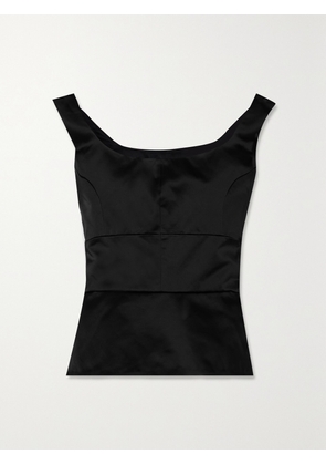 LIBEROWE - + Net Sustain Off-the-shoulder Duchesse Cotton-blend Satin Peplum Top - Black - x small,small,medium,large
