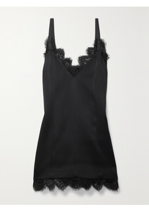 KHAITE - Bo Lace-trimmed Paneled Duchesse-satin Mini Dress - Black - US0,US2,US4,US6,US8,US10