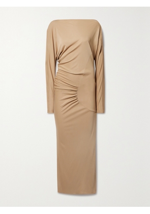 KHAITE - Oron Gathered Stretch-jersey Gown - Brown - x small,small,medium,large,x large