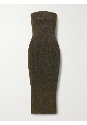 KHAITE - Rumer Metallic Ribbed-knit Midi Dress - Gold - x small,small,medium,large,x large