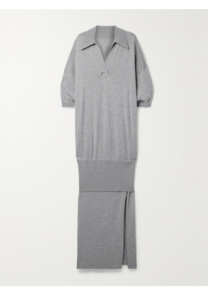 KHAITE - Rue Layered Merino Wool-blend Maxi Dress - Gray - x small,small,medium,large,x large