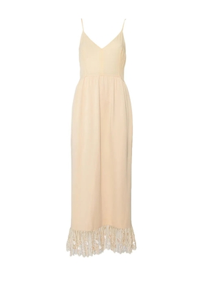 Chloé Pre-Owned lace-trim silk midi dress - Beige