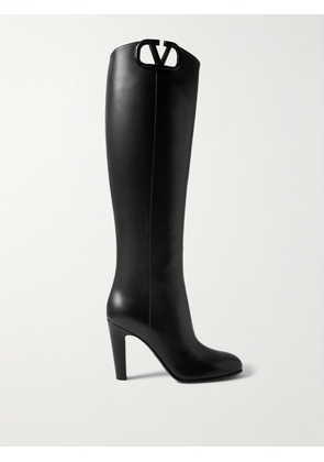 Valentino Garavani - Vlogo 100 Leather Knee Boots - Black - IT36,IT36.5,IT37,IT37.5,IT38,IT38.5,IT39,IT39.5,IT40,IT40.5,IT41