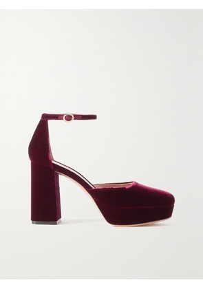 Gianvito Rossi - Vian 100 Velvet Platform Pumps - Burgundy - IT35,IT35.5,IT36,IT36.5,IT37,IT37.5,IT38,IT38.5,IT39,IT39.5,IT40,IT40.5,IT41,IT41.5,IT42