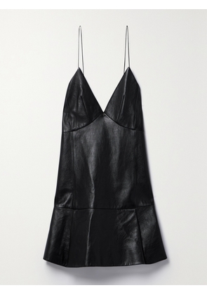 KHAITE - Archie Pleated Leather Mini Dress - Black - US0,US2,US4,US6