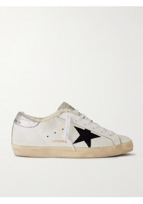 Golden Goose - Super-star Shearling-lined Distressed Suede And Leather Sneakers - White - IT35,IT36,IT37,IT38,IT39,IT40,IT41,IT42