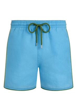 Vilebrequin drawstring piped-trim swim shorts - Blue