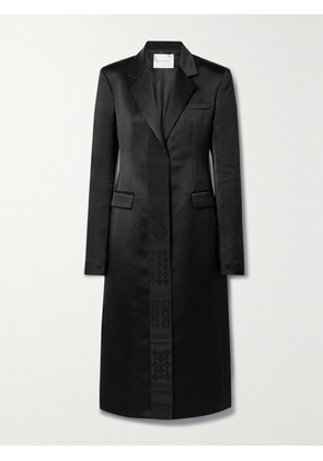 Veronica de Piante - Freya Embroidered Grosgrain-trimmed Silk-satin Coat - Black - IT40,IT42,IT44