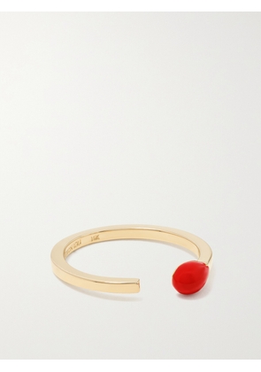 Alison Lou - Match Stack 14-karat Gold And Enamel Ring - Red - 5,6,7